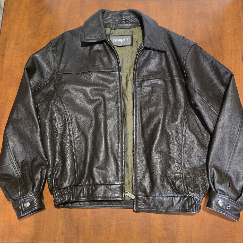 Wilsons Leather Vintage 90s Full Zip Quilted Liner Leather Jacket L